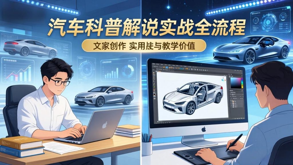抖音汽车科普解说实战：文案+动画+画面处理+去水印全流程，打造专业汽车科普视频-孔明聊项目