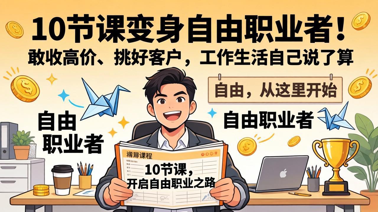 10 节课变身自由职业者！敢收高价、挑好客户，工作生活自己说了算-孔明聊项目