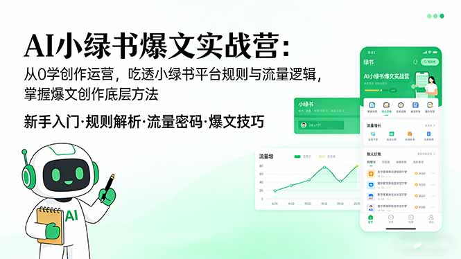AI 小绿书爆文实战营：从0学创作运营，吃透小绿书平台规则与流量逻辑，掌握爆文创作底层方法-孔明聊项目