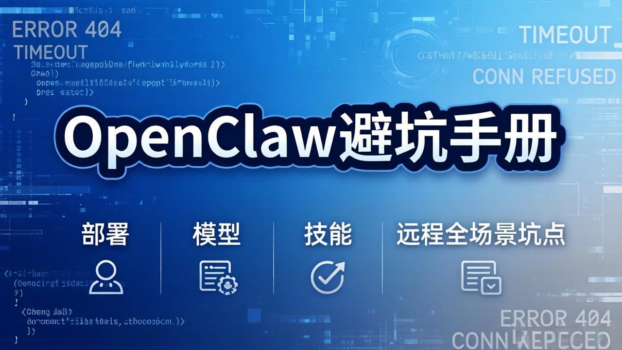 OpenClaw避坑手册：部署+模型+技能+远程全场景坑点，一次性给你说全，少走弯路-孔明聊项目