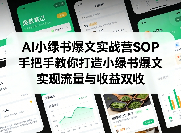 AI小绿书爆文实战营SOP，手把手教你打造小绿书爆文，实现流量与收益双收-孔明聊项目