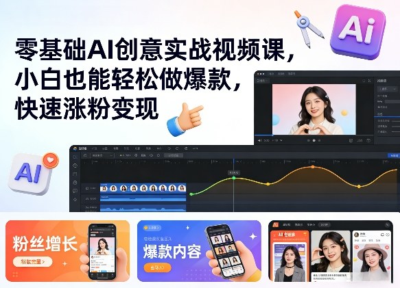 零基础AI创意实战视频课，小白也能轻松做爆款，快速涨粉变现-孔明聊项目