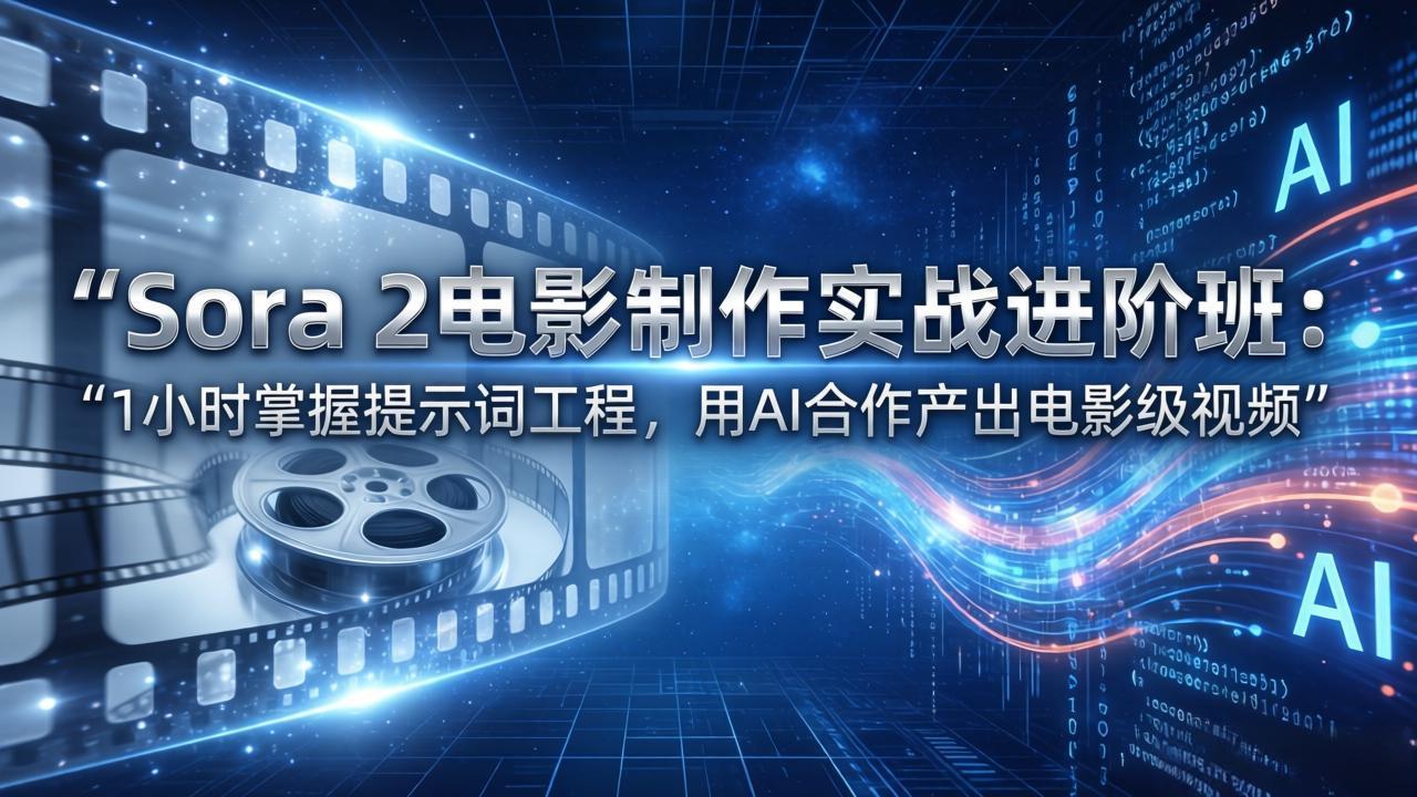 Sora 2电影制作实战进阶班：1小时掌握提示词工程，用AI合作产出电影级视频-孔明聊项目
