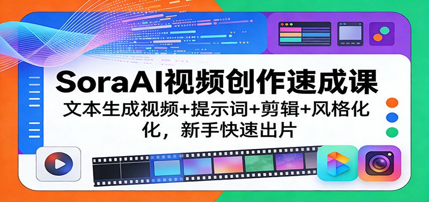 SoraAI视频创作速成课：文本生成视频+提示词+剪辑+风格化，新手快速出片-孔明聊项目