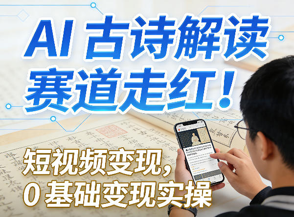 AI古诗解读赛道走红！短视频变现，0基础变现实操-孔明聊项目