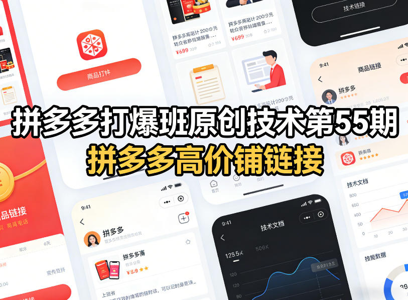 拼多多打爆班原创技术第55期，拼多多高价铺链接-孔明聊项目