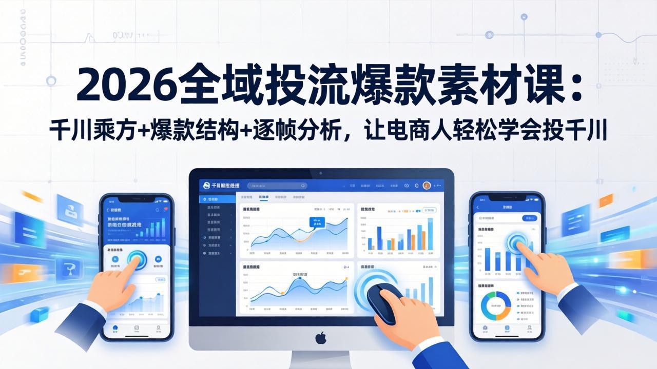 2026全域投流爆款素材课：千川乘方+爆款结构+逐帧分析，让电商人轻松学会投千川-孔明聊项目