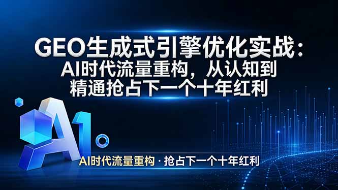 GEO 生成式引擎优化实战：AI时代流量重构，从认知到精通抢占下一个十年红利-孔明聊项目