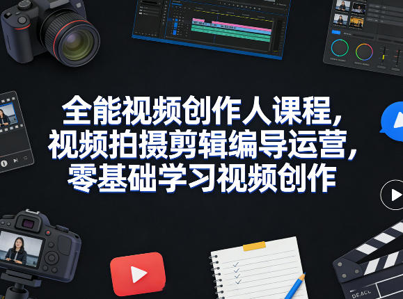 全能视频创作人课程，视频拍摄剪辑编导运营，零基础学习视频创作(更新2026年3月)-孔明聊项目