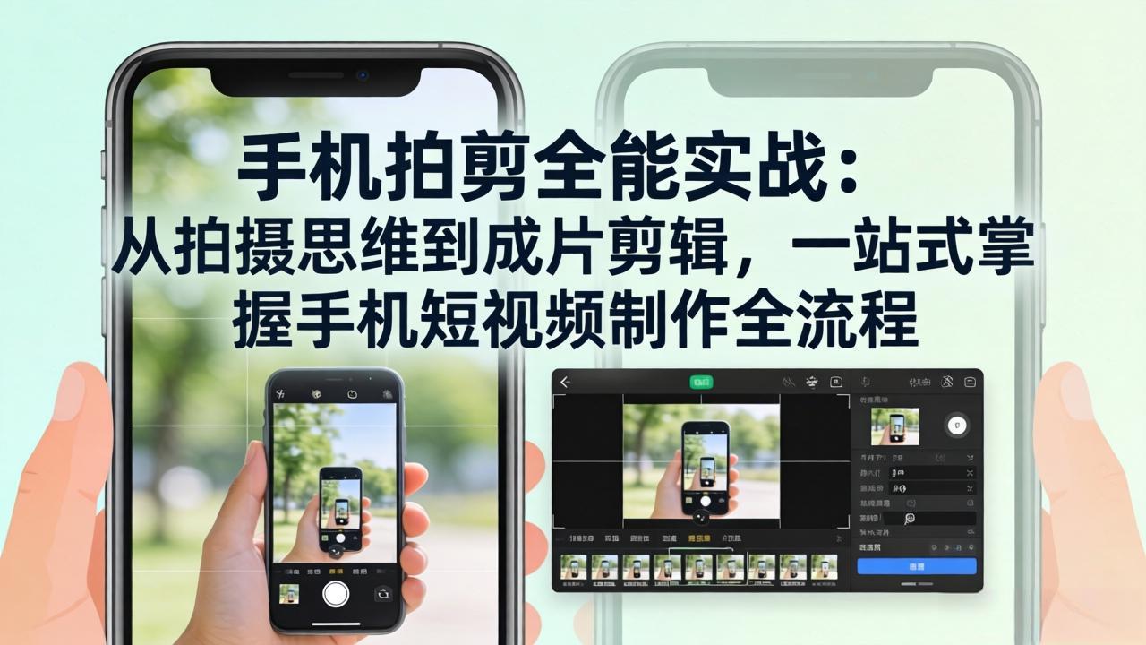 手机拍剪全能实战：从拍摄思维到成片剪辑，一站式掌握手机短视频制作全流程-孔明聊项目