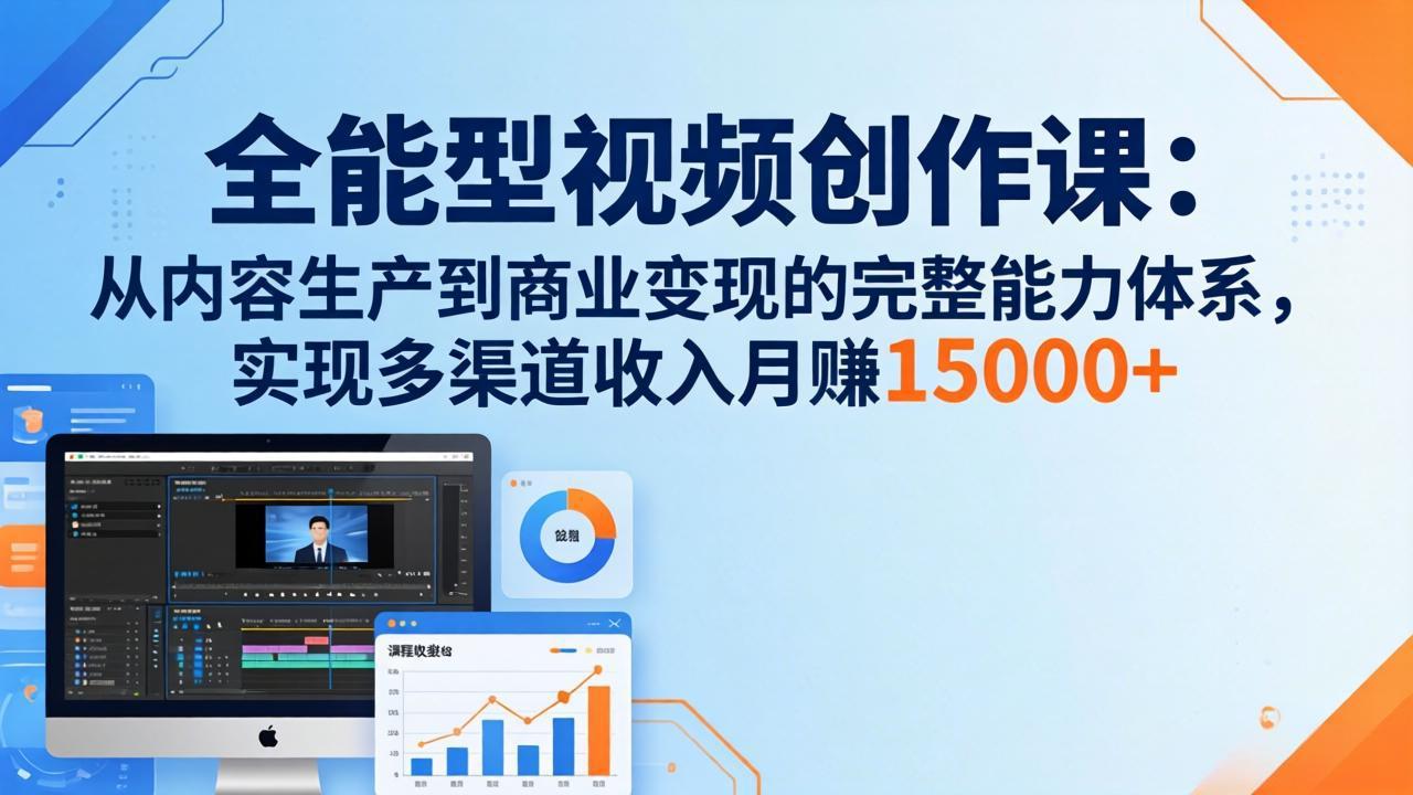 全能型视频创作课-26年3月更新：从内容生产到商业变现的完整能力体系，多渠道收入月赚15000+-孔明聊项目