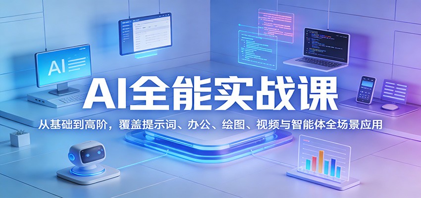 AI全能实战课：从基础到高阶，覆盖提示词、办公、绘图、视频与智能体全场景应用-孔明聊项目