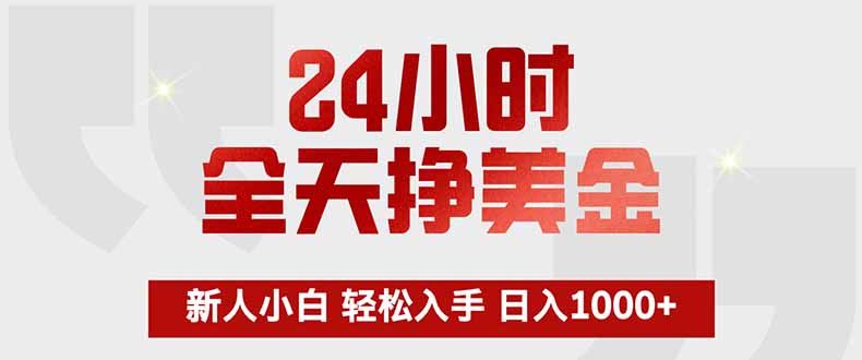 24小时全天挣美金，新人小白轻松入手，长期稳定，日入1000+-孔明聊项目