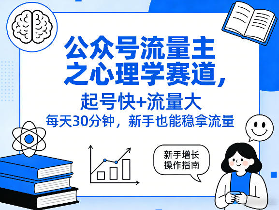 公众号流量主之心理学赛道，起号快+流量大，每天30分钟，新手也能稳拿流量！-孔明聊项目