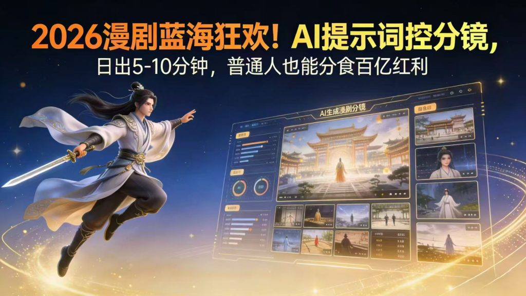 2026漫剧红利实锤！ AI 提示词控分镜， 普通人也能轻松月入过万-孔明聊项目