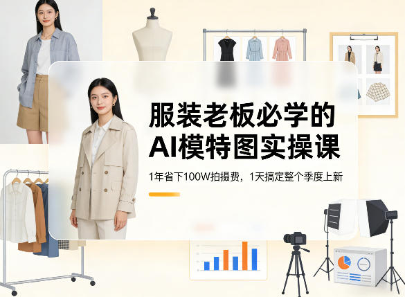 服装老板必学的AI模特图实操课，1年省下100W拍摄费，1天搞定整个季度上新-孔明聊项目