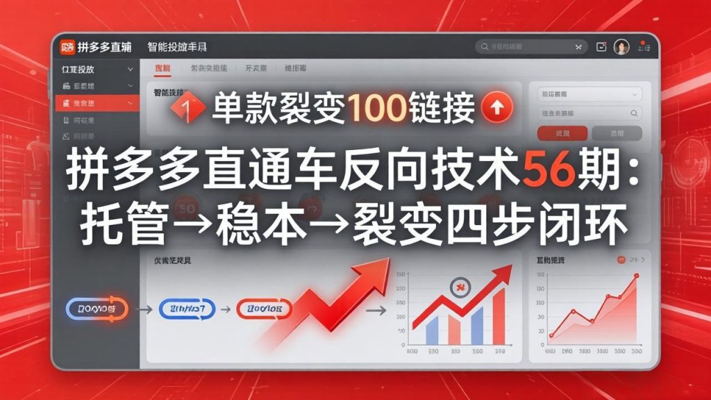 拼多多直通车反向技术56期：托管→稳本→裂变四步闭环，单款裂变100链接抢占核心流量-孔明聊项目