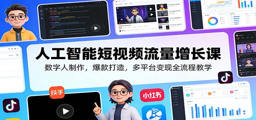 人工智能短视频流量增长课：数字人制作，爆款打造，多平台变现全流程教学-孔明聊项目