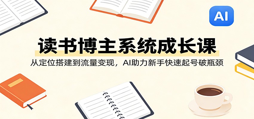 读书博主系统成长课：从定位搭建到流量变现，AI助力新手快速起号破瓶颈-孔明聊项目