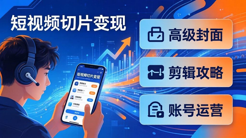 短视频切片变现速成班2.0：高级封面+剪辑攻略+账号运营，0基础小白快速入局副业-孔明聊项目