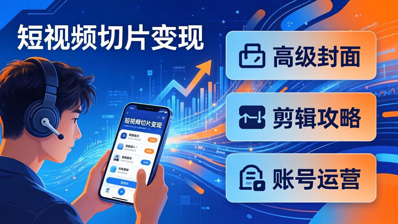 短视频切片变现速成班2.0：高级封面+剪辑攻略+账号运营，0基础小白快速入局副业-孔明聊项目