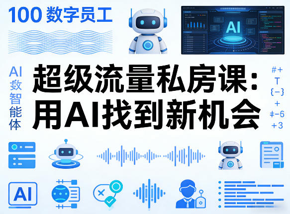 你的AI数字员工100个智能体，超级流量私房课，用AI找到新机会-孔明聊项目