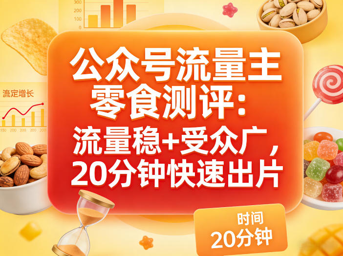 公众号流量主之零食测评赛道，流量稳+受众广，20分钟一条作品-孔明聊项目