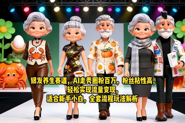 银发养生赛道，AI走秀圈粉百万，粉丝粘性高，轻松实现流量变现，适合新手小白，全套流程玩法解析-孔明聊项目