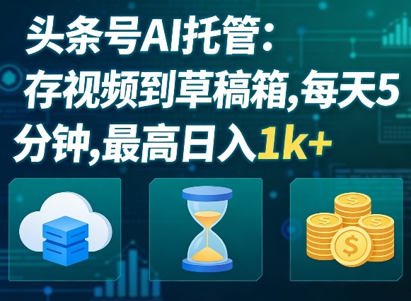 头条号AI托管，我存视频到你草稿箱，每天5分钟，最高日入1k+【揭秘】-孔明聊项目