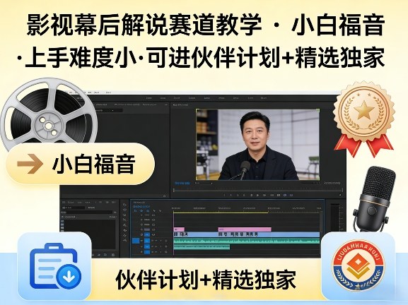 某大佬的影视幕后解说赛道教学，小白福音，上手难度小，可进伙伴计划+精选独家-孔明聊项目