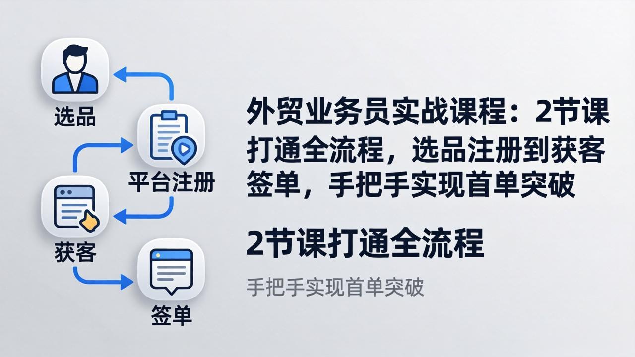 外贸业务员实战课程：2节课打通全流程，选品注册到获客签单，手把手实现首单突破-孔明聊项目