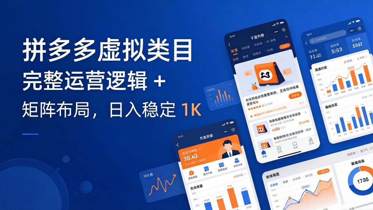 拼多多虚拟类目干货：完整运营逻辑 + 矩阵布局，日入稳定 1K-孔明聊项目