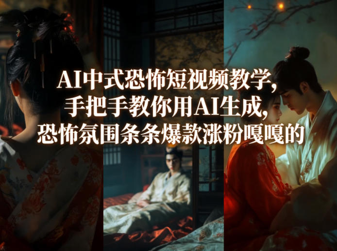 AI中式恐怖短视频教学，手把手教你用AI生成，恐怖氛围条条爆款涨粉嘎嘎的-孔明聊项目