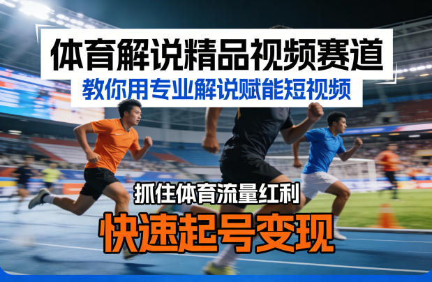 体育解说精品视频赛道，教你用专业解说赋能短视频，抓住体育流量红利，快速起号变现-孔明聊项目