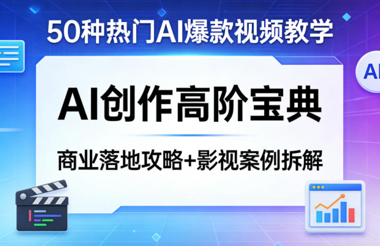 50种热门AI爆款视频教学，AI创作高阶宝典，商业落地攻略+影视案例拆解-孔明聊项目
