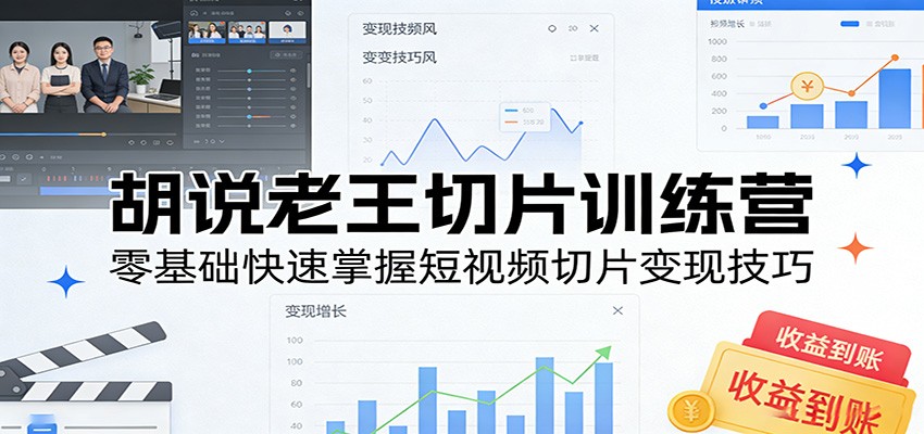 胡说老王切片训练营，零基础快速掌握短视频切片变现技巧-孔明聊项目