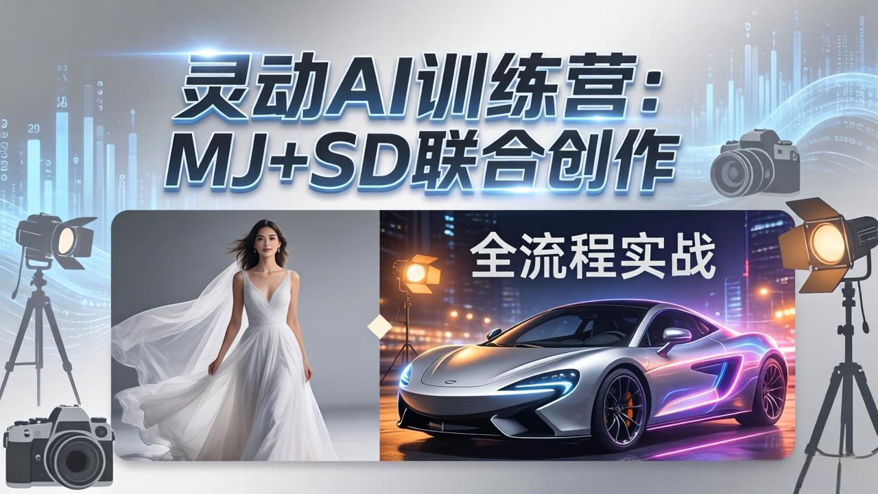 灵动AI训练营-3.0课程：MJ+SD联合创作，从婚纱大片到汽车广告，摄影后期全流程实战-孔明聊项目