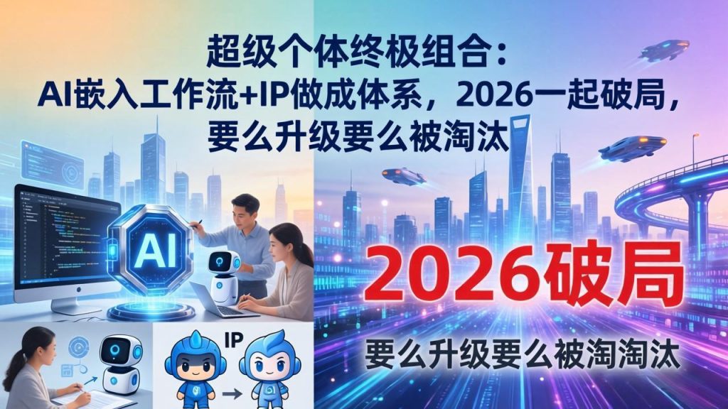 超级个体终极组合：AI嵌入工作流+IP做成体系，2026一起破局，要么升级要么被淘汰-孔明聊项目