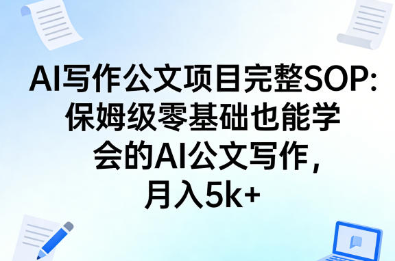 AI写作公文项目完整SOP，保姆级零基础也能学会的AI公文写作，月入5k+-孔明聊项目