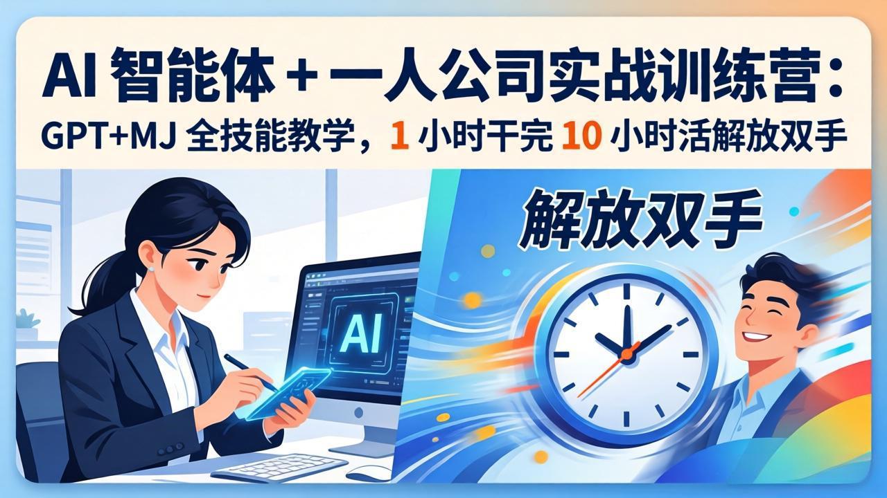 AI 智能体 + 一人公司实战训练营：GPT+MJ 全技能教学，1 小时干完 10 小时活解放双手-孔明聊项目