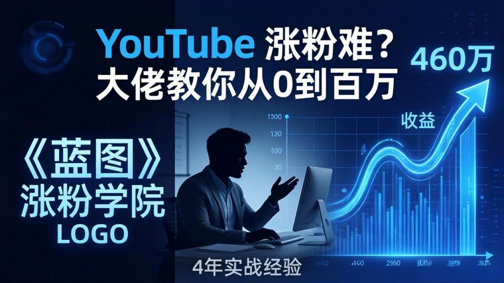 YouTube 涨粉难？《蓝图涨粉学院》：4 年赚 460 万的大佬教策略，从0到百万有路径！-孔明聊项目