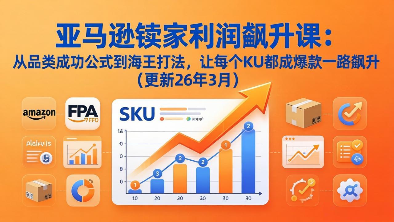 亚马逊卖家利润飙升课：从品类成功公式到海王打法，让每个SKU都成爆款一路飙升(更新26年3月-孔明聊项目
