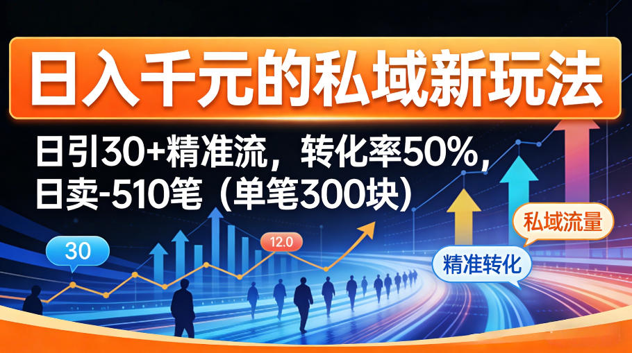 日入千米的私域新玩法：日引30＋精准流，转化率50%，日卖5-10笔(单笔300米)-孔明聊项目