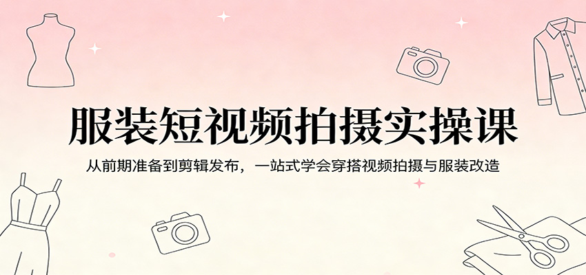 服装短视频拍摄实操课：从前期准备到剪辑发布，一站式学会穿搭视频拍摄与服装改造-孔明聊项目