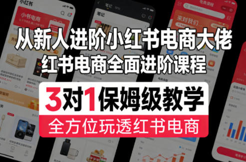 从新人进阶小红书电商大佬，红书电商全面进阶课程，3对1保姆级教学，全方位玩透红书电商-孔明聊项目