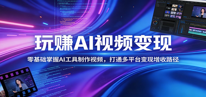 玩赚AI视频变现，零基础掌握AI具制作视频，打通多平台变现增收路径-孔明聊项目