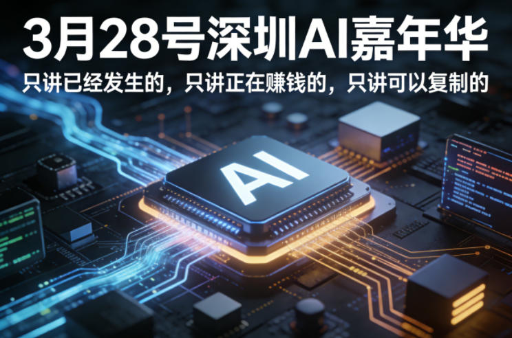 3月28号深圳AI嘉年华，只讲已经发生的，只讲正在賺钱的，只讲可以复制的-孔明聊项目