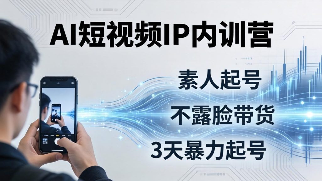 2026AI短视频IP内训营：从素人起号到不露脸带货，3天暴力起号全流程拆解-孔明聊项目