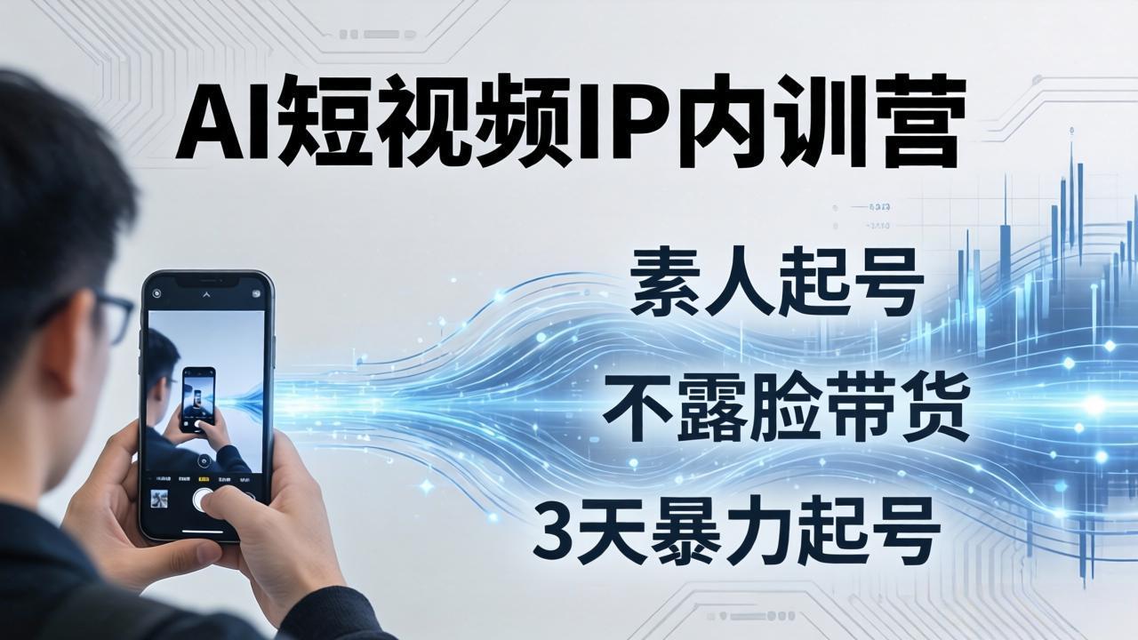2026AI短视频IP内训营：从素人起号到不露脸带货，3天暴力起号全流程拆解-孔明聊项目