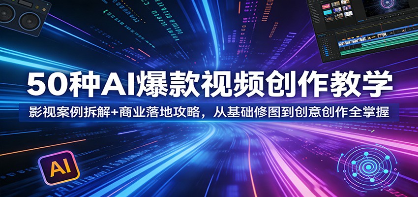 50种AI爆款视频创作教学：影视案例拆解+商业落地攻略，从基础修图到创意创作全掌握-孔明聊项目